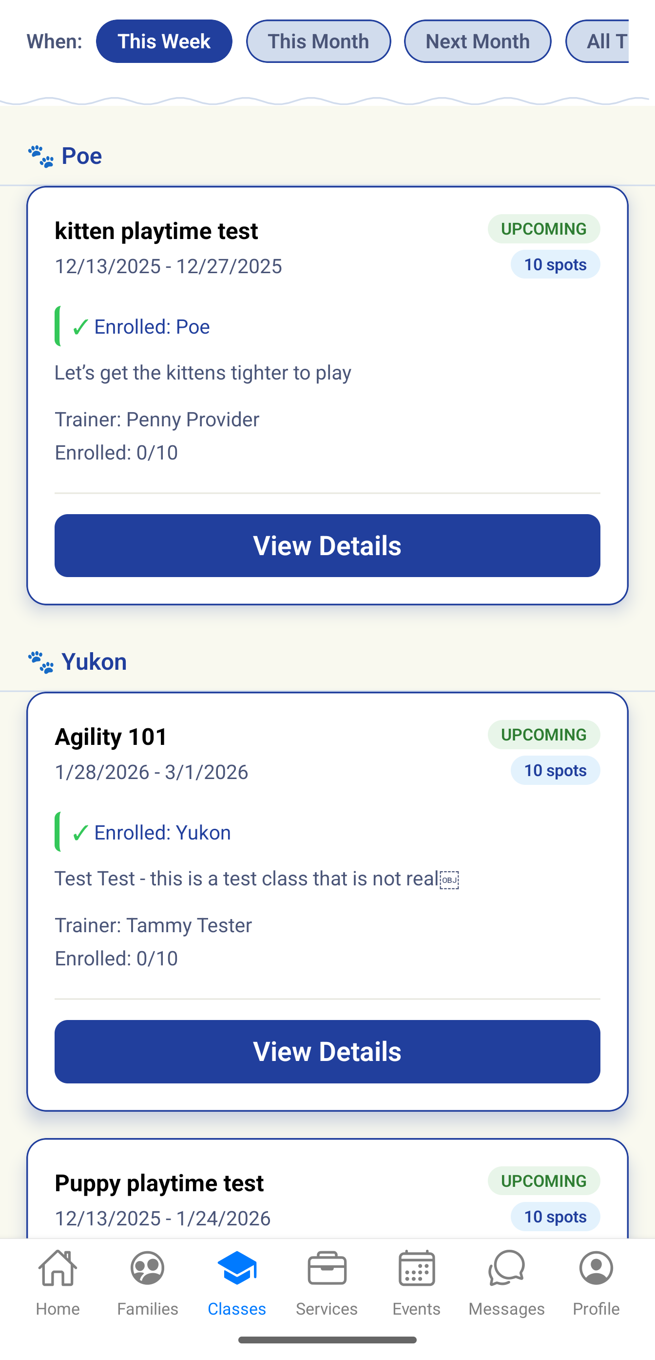 Class management in Trovvy