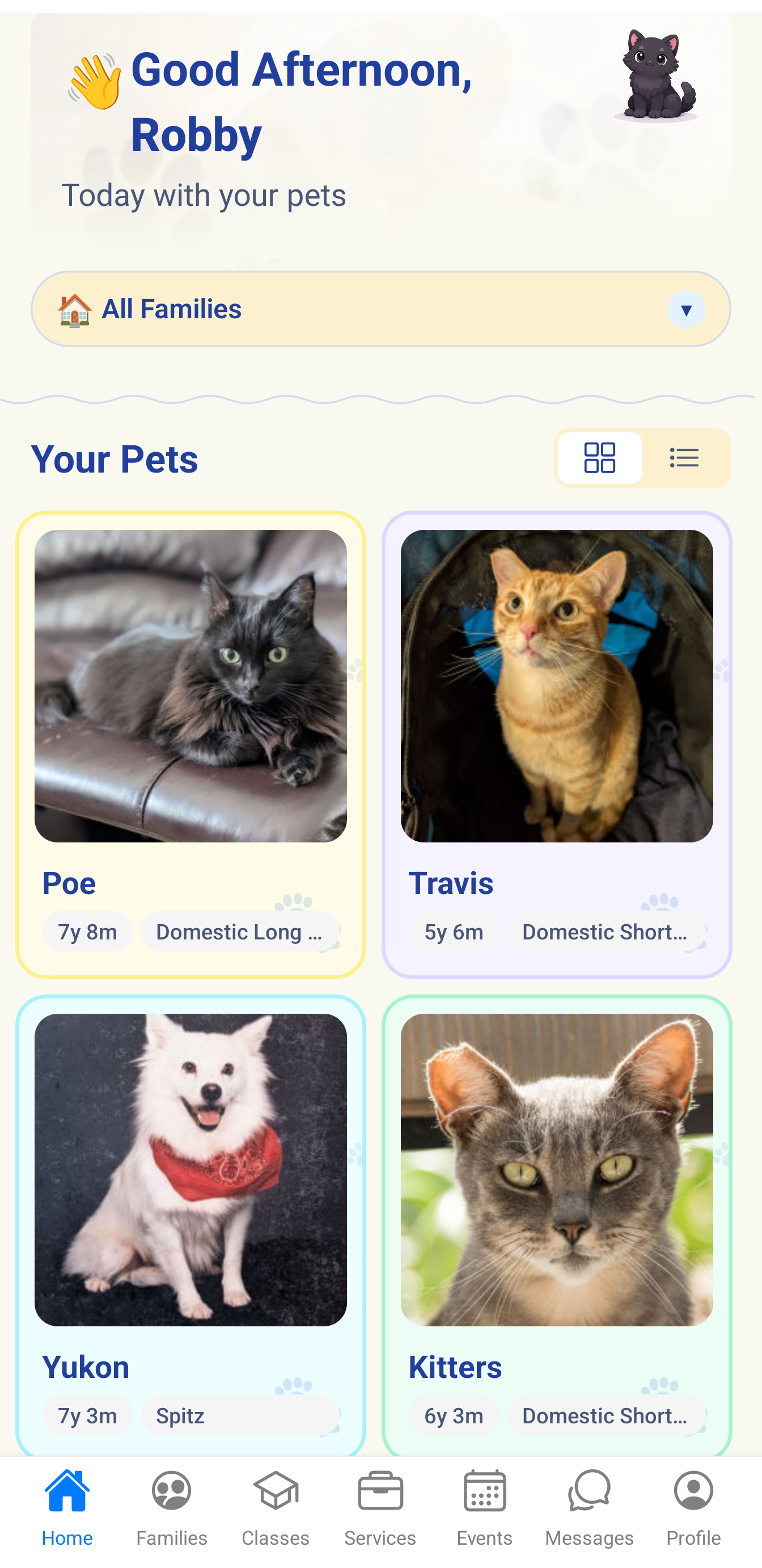 Trovvy family dashboard